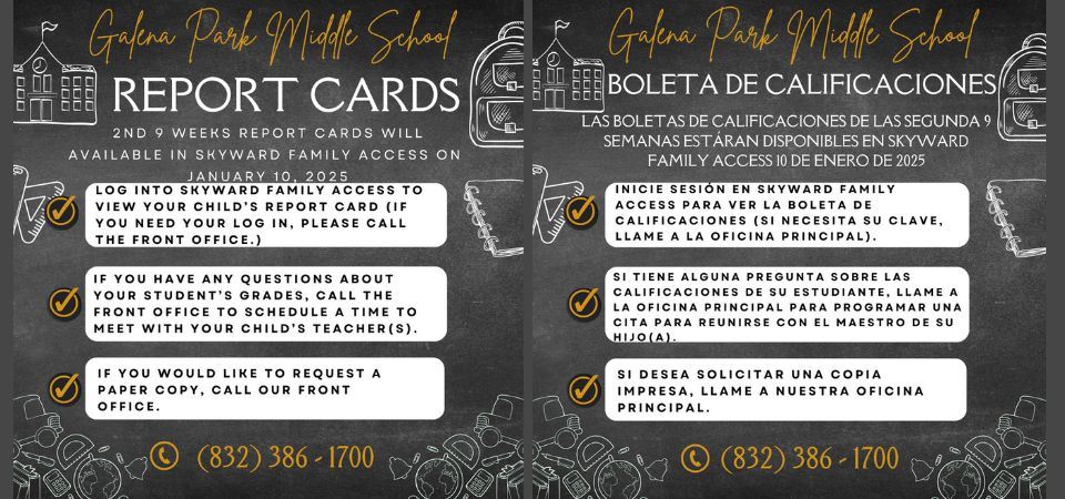  Report Cards/ Boleta De Calificaciones
